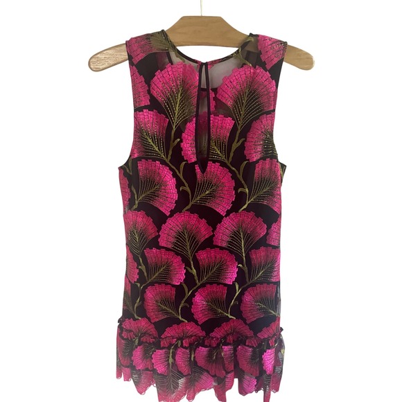Trina Turk Sleeveless‎ Party Dress Ruffle Hem Floral Print Mini Dress SZ 6 - Picture 6 of 8